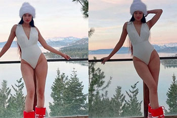 Hoa hậu Phạm Hương diện bikini thả dáng giữa trời tuyết lạnh