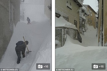 Ý: Cả làng chìm trong tuyết dày 2,4m, người dân dùng cửa sổ tầng 2 để ra vào